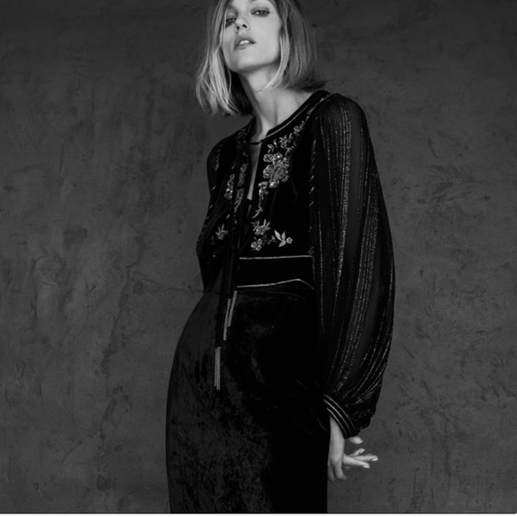 ZARA Embroidered Velvet Jacket - Picture 5 of 5